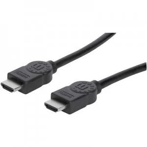 Manhattan HDMI Cable 3m gold plated connectors, High Speed HDMI with Ethernet, Audio Return Channel Black [1x HDMI plug - 1x HDMI plug]