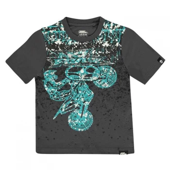 No Fear Core Graphic T Shirt Junior Boys - Charcoal Bike