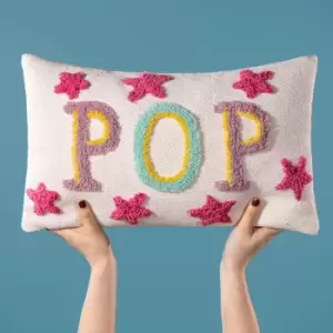 Pop Cotton Tufted Cushion Multicolour, Multicolour / 30 x 50cm / Polyester Filled