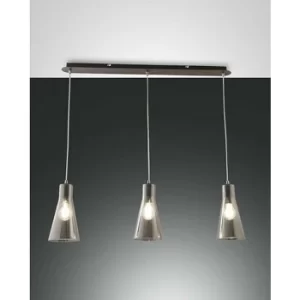 Fabas Luce Dafne Straight Bar Pendant Ceiling Light Transparent Grey Glass, E27