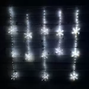 Premier 390 LED 1.2m x 1.3m Static Snowflake LED Curtain Christmas Lights Decoration in White
