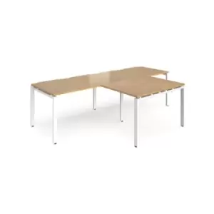 Bench Desk 2 Person With Return Desks 2800mm Oak Tops With White Frames Adapt