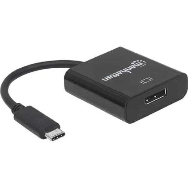 Manhattan 152020 DisplayPort / USB Adapter [1x USB 3.2 2nd Gen connector C (USB 3.1) - 1x DisplayPort socket] Black Colour-coded, Flexible, Metal foil
