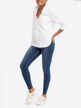 Spanx Distressed Skinny Jeans - Medium Wash, Medium Wash, Size L, Women