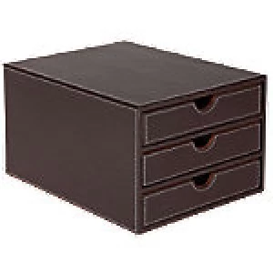 Osco Filing Drawers Faux Leather Brown 25 x 33.8 x 18.2 cm