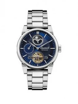 Ingersoll Ingersoll The Swing Blue Skeleton Eye Moonphase Automatic Dial Stainless Steel Bracelet Watch