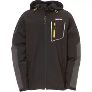 Caterpillar Capstone Mens Hooded Softshell Jacket / Workwear (2XLarge) (Black)