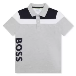 Boss Large Logo Polo Shirt Juniors - Grey