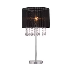 Leta Table Lamp with Round Shade, Black, 1x E27