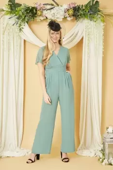 Sage Green Jumpsuit With Angel Sleeves