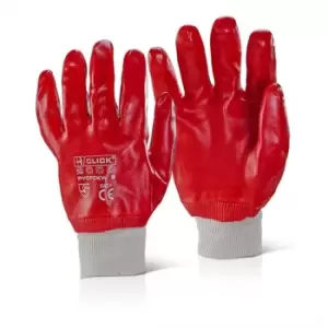 Click PVC Fully Coated Knitwrist Red SZ 08 - Pack of 10