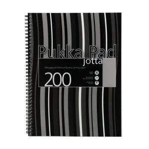 Pukka Pad A4 Jotta Notebook Wirebound Plastic Punched 200 Pages 80gsm Black Stripes Pack 3