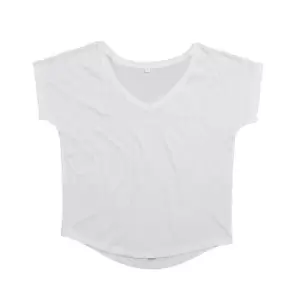 Mantis Womens/Ladies Loose Fit V Neck T-Shirt (L) (White)