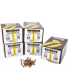 Reisser - R2 Special 5mm Wood Screw Bundle - 1000 Screws - Yellow