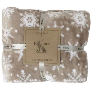Gallery Snowflake Flannel Throw - Taupe