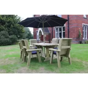 Churnet Valley - Ergo Table And Chair Set - Sits 6 Wooden Garden Dining Furniture Including 6 Chairs