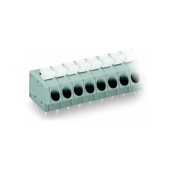Wago - 804-104 4 Pole 5mm 24A Push Button Staggered PCB Terminal Block Grey