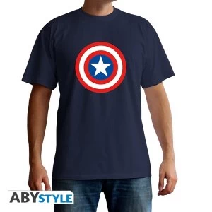 Marvel - Captain America Logo Mens Small T-Shirt - Blue