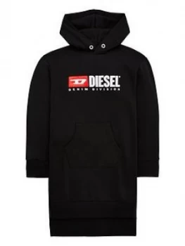 Diesel Girls Logo Hooded Sweat Dress - Black