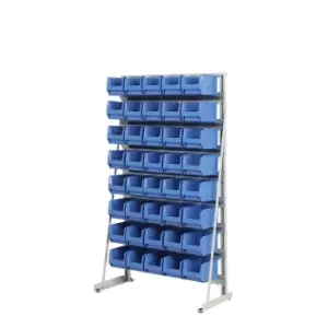 eurokraft pro single sided, single sided, with 40 open fronted storage bins