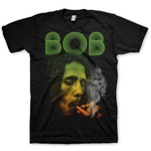 Bob Marley - Smoking Da Erb Unisex Medium T-Shirt - Black