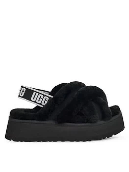 UGG Disco Cross Slide Slippers - Black, Size 7, Women