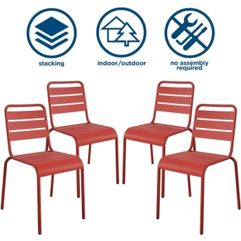 Thenovogratz - Novogratz June Stacking Garden Patio Dining Chairs 4 Pack Red