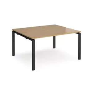 Bench Desk 2 Person Rectangular Desks 1400mm Oak Tops With Black Frames 1200mm Depth Adapt