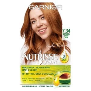 Garnier Nutrisse 7.34 Light Natural Red Permanent Hair Dye Auburn