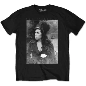 Amy Winehouse - Flower Portrait Unisex X-Large T-Shirt - Black