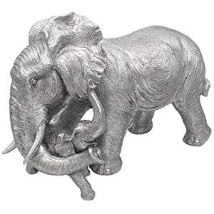 Silver Art Elephant & Calf Ornament