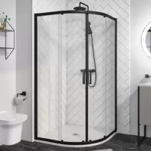900 x 760mm Black Offset Quadrant Shower Enclosure - Pavo