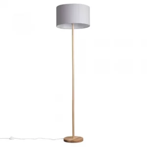 Heather Light Wood Floor Lamp with XL Cool Grey Reni Shade