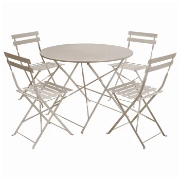 Charles Bentley 5 Piece Round Folding Dining Set - Taupe
