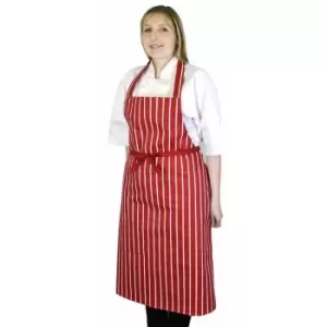 BonChef Butcher Full Length Apron (Pack of 2) (One Size) (Red/White) - Red/White