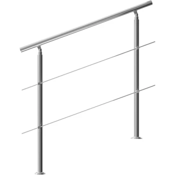 Banisters Stainless Steel Indoor and Outdoor Handrail Railing Balustrade Balcony 2 crossbars, 120cm - Monzana