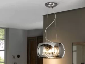 Argos 5 Light Dimmable Crystal Ceiling Pendant with Remote Control Chrome, Mirror, G9