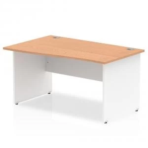 Trexus Desk Wave Left Hand Panel End 1400x800mm Oak Top White Panels