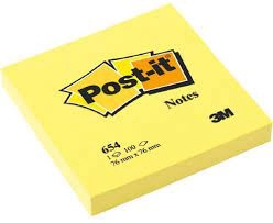 Post-it 76 x 76mm Sticky Notes Pad Feint Ruled Yellow 6 x 100 Sheets