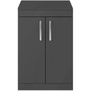 Nuie - Athena Gloss Grey 600mm 2 Door Vanity Unit with Worktop - ATH075W - Grey
