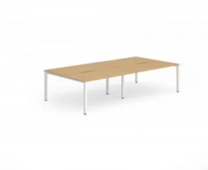 B2B White Frame Bench Desk 1200 Beech (4 Pod)
