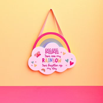 Cheerful Rainbow Hanging Plaque - Nana