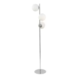 3 White Glass Orb and Chrome Metal Floor Lamp