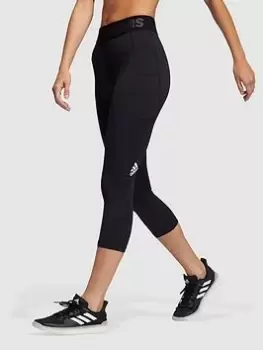 adidas Tech-Fit 3/4 3 Bar Leggings - Black/White Size XS Women