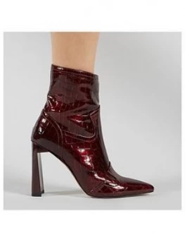 Public Desire Elisa Ankle Boot, Burgundy, Size 3, Women