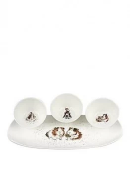 Royal Worcester Wrendale Guinea Pigs 3 Bowl & Tray Set