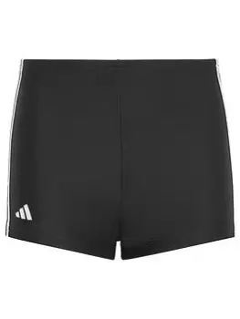 adidas Boys 3 Stripe Swim Boxer Short - Black/White, Size 9-10 Years