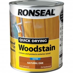 Ronseal Quick Dry Satin Woodstain Natural Oak 750ml