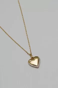 14K Gold Plated Recycled Cubic Zirconia Heart Pendant Necklace - Gift Pouch