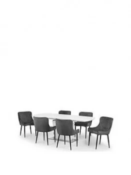 Julian Bowen Set Of Como Table & 6 Luxe Grey Chairs